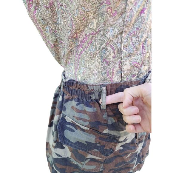 Y2k Justify Green Camo Cargo Pocket Grunge Punk Cyber Mini Short Skirt Sz L - Picture 5 of 8